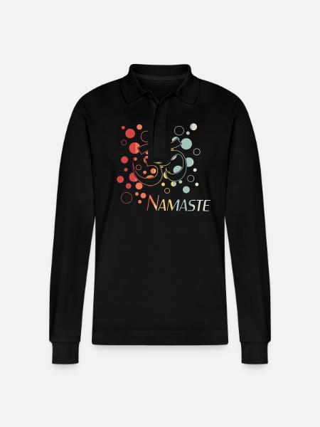 Namaste Yoga - Stanley/Stella Unisex Bio-Langarm-Poloshirt Prepster - Schwarz