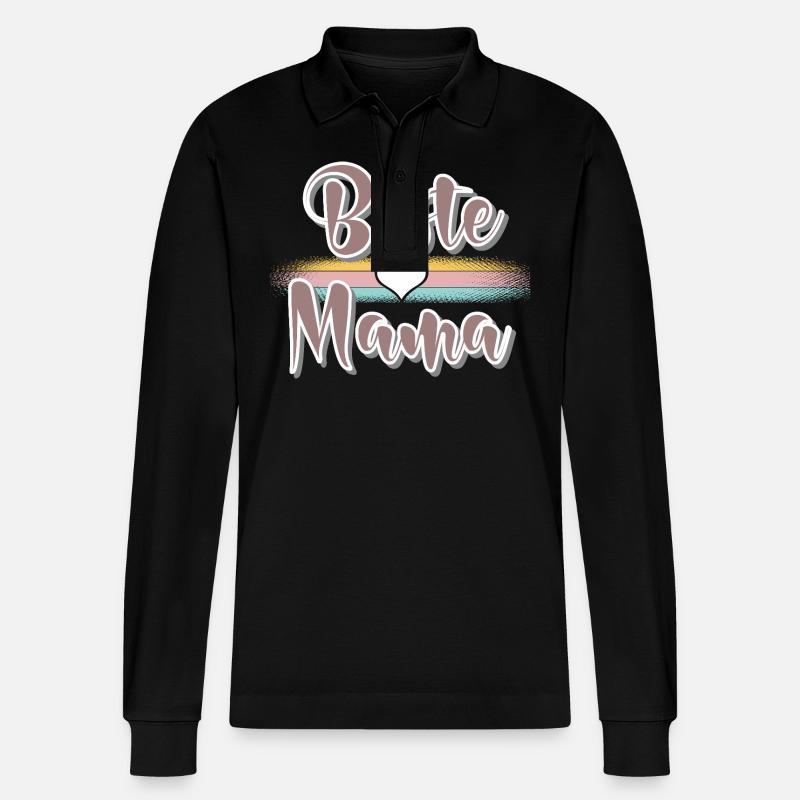 Mama - Stanley/Stella Unisex Bio-Langarm-Poloshirt Prepster - Schwarz