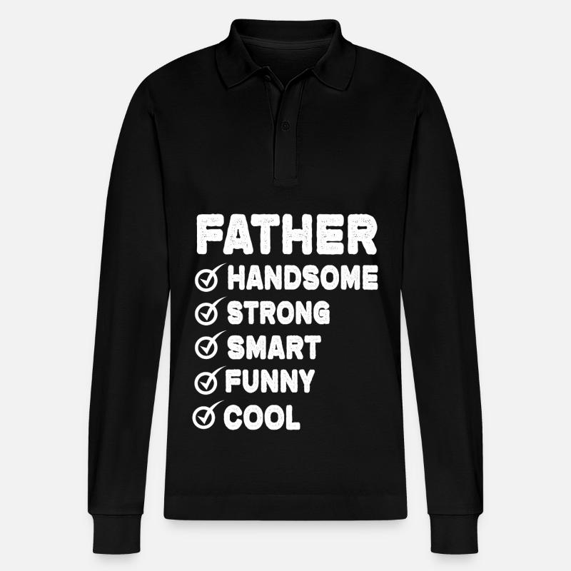 Father - Stanley/Stella Unisex Bio-Langarm-Poloshirt Prepster - Schwarz