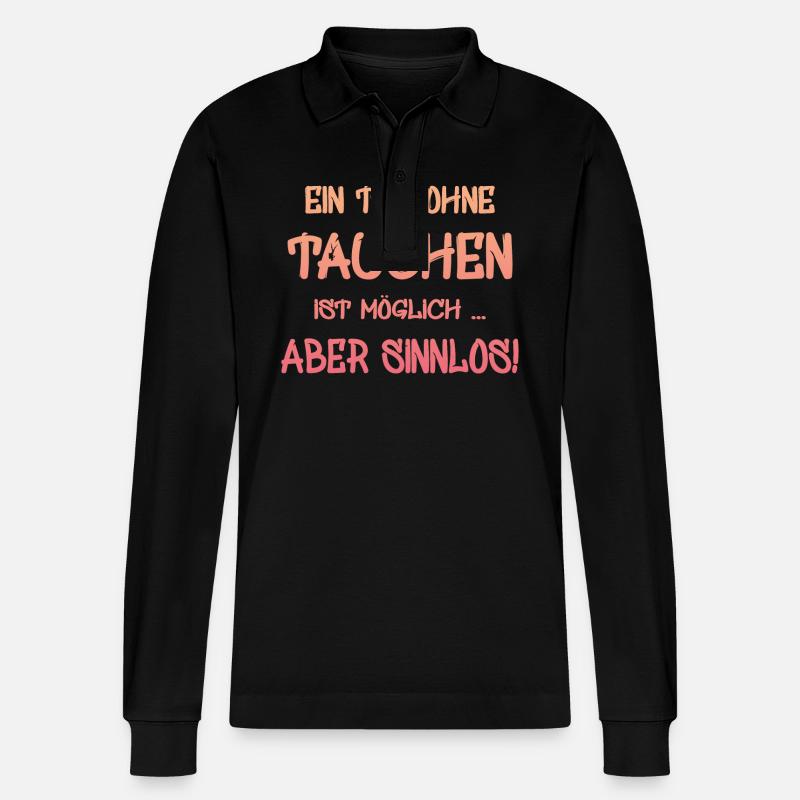 Tauchen Diving Taucher - Stanley/Stella Unisex Bio-Langarm-Poloshirt Prepster - Schwarz