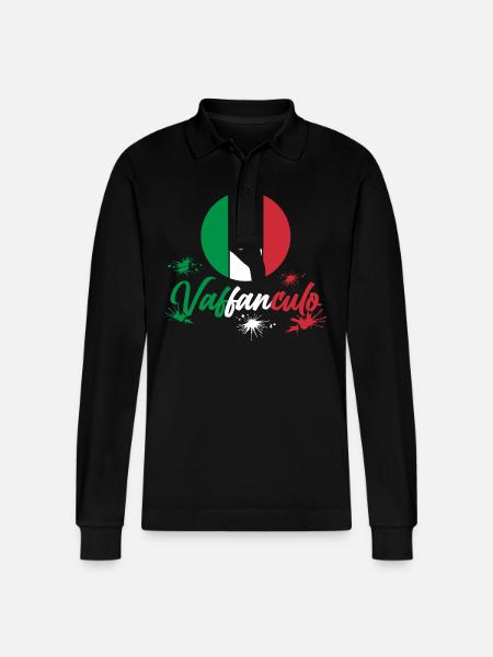 Italy Italian Vaffanculo - Stanley/Stella Organic Unisex Long-Sleeved Polo Shirt Prepster - black