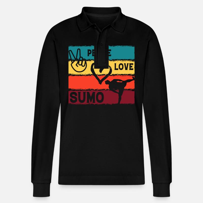 Frieden Liebe Sumo - Stanley/Stella Unisex Bio-Langarm-Poloshirt Prepster - Schwarz