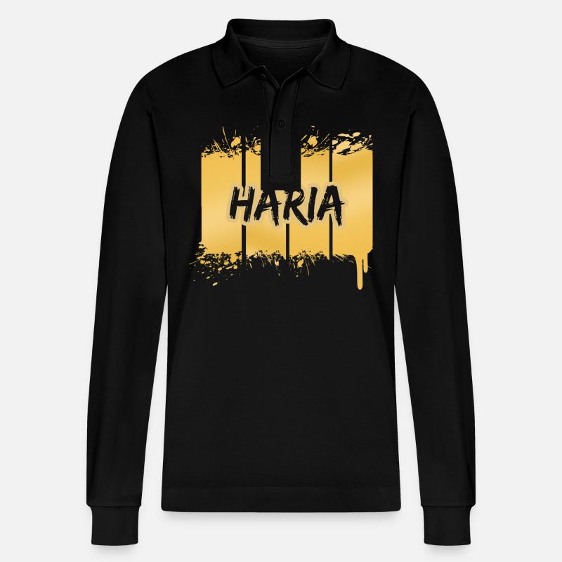 Haria - Stanley/Stella Unisex Bio-Langarm-Poloshirt Prepster - Schwarz