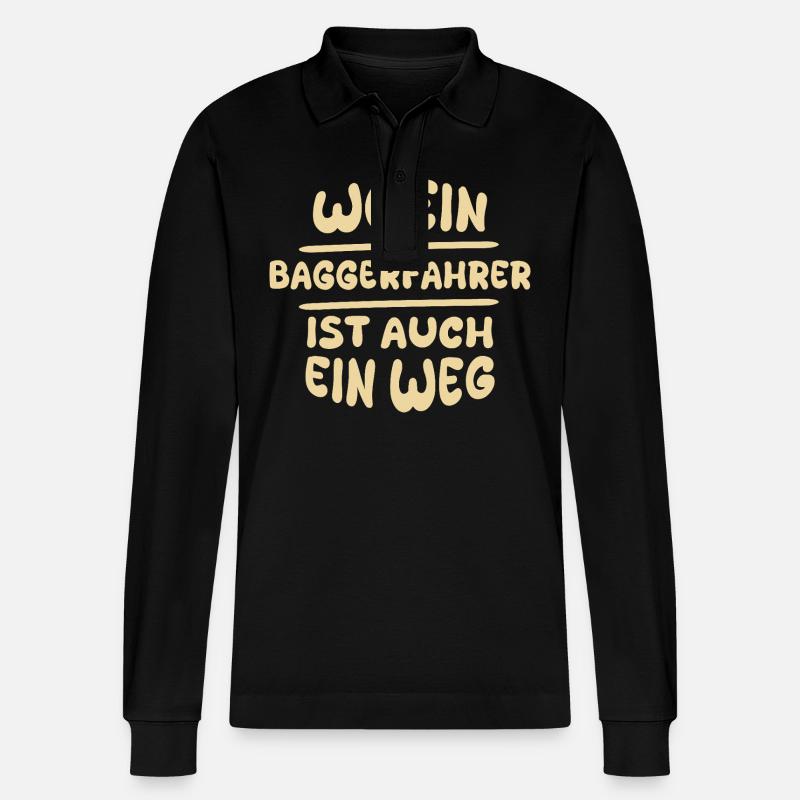 Baggerfahrer als Baggerfahrer - Stanley/Stella Unisex Bio-Langarm-Poloshirt Prepster - Schwarz