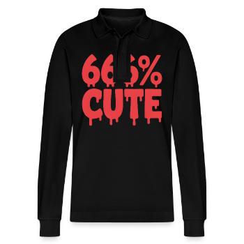 666% Cute! Satanistisches Goth Girl Design - Stanley/Stella Unisex Bio-Langarm-Poloshirt Prepster - Schwarz - Vorne - Anna (173cm) & Nico (186cm)