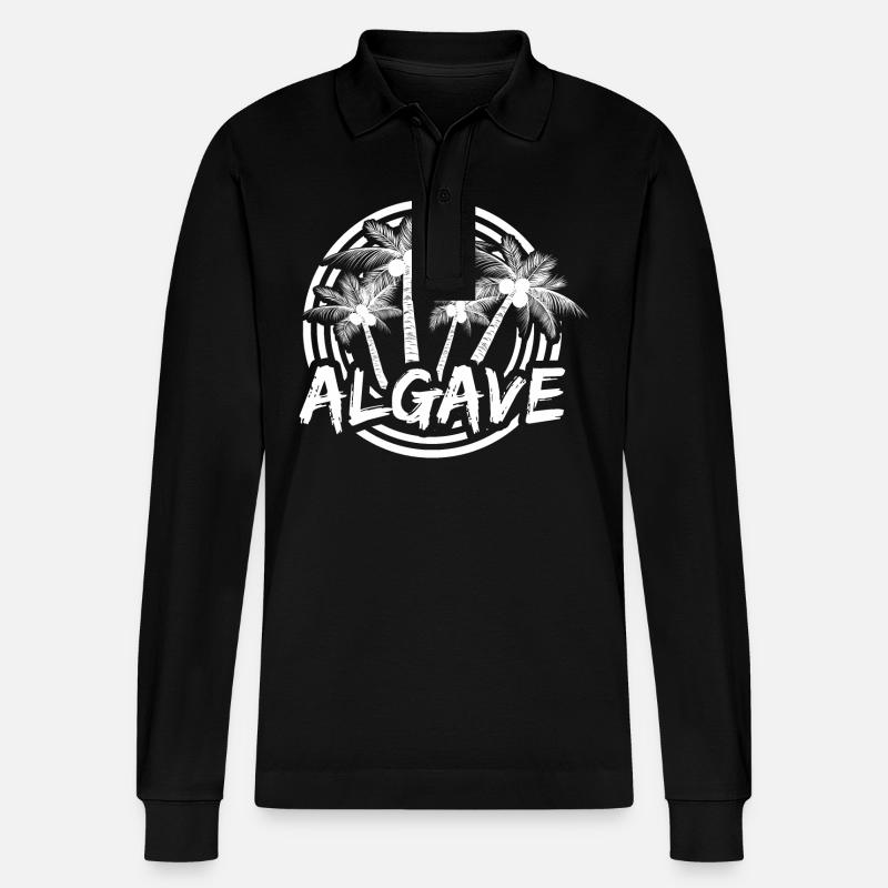 Algave als Urlaub - Stanley/Stella Unisex Bio-Langarm-Poloshirt Prepster - Schwarz