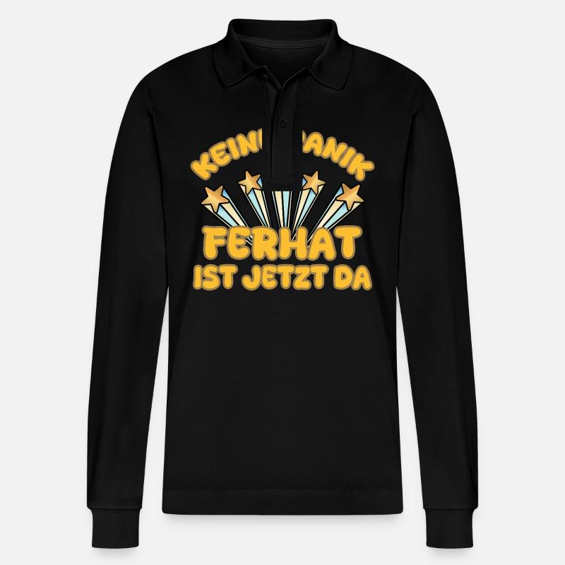 Vorname Ferhat - Stanley/Stella Unisex Bio-Langarm-Poloshirt Prepster - Schwarz