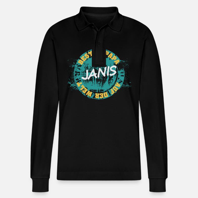 Janis - Stanley/Stella Unisex Bio-Langarm-Poloshirt Prepster - Schwarz