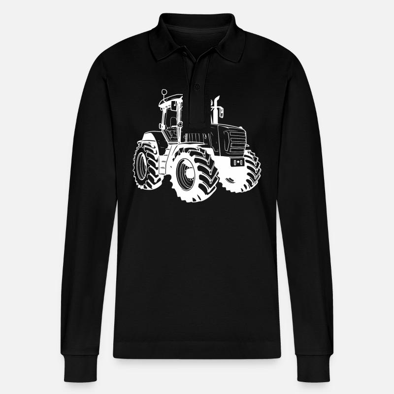 Traktor Silhouette - Stanley/Stella Unisex Bio-Langarm-Poloshirt Prepster - Schwarz