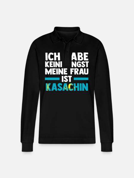 Kazakhstan Kazakhstan - Stanley/Stella Organic Unisex Long-Sleeved Polo Shirt Prepster - black