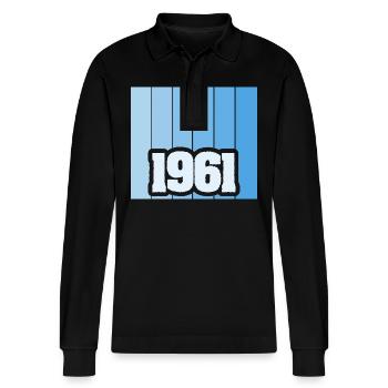 1961 - Stanley/Stella Organic Unisex Long-Sleeved Polo Shirt Prepster - black - Front - Anna (173cm) & Nico (186cm)