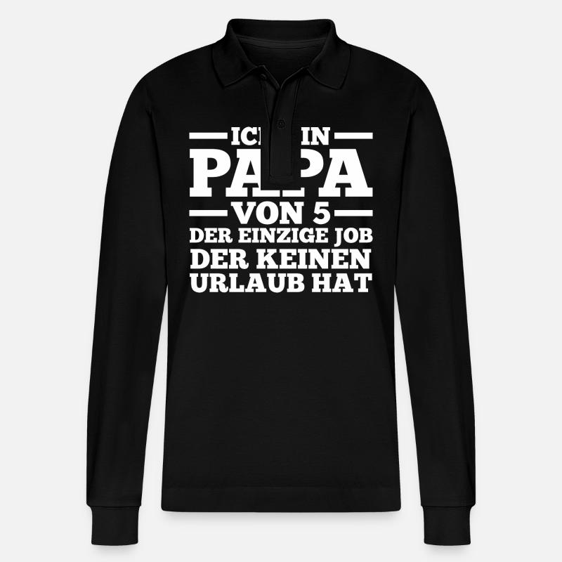 Papa Von 5 Kindern - Stanley/Stella Unisex Bio-Langarm-Poloshirt Prepster - Schwarz