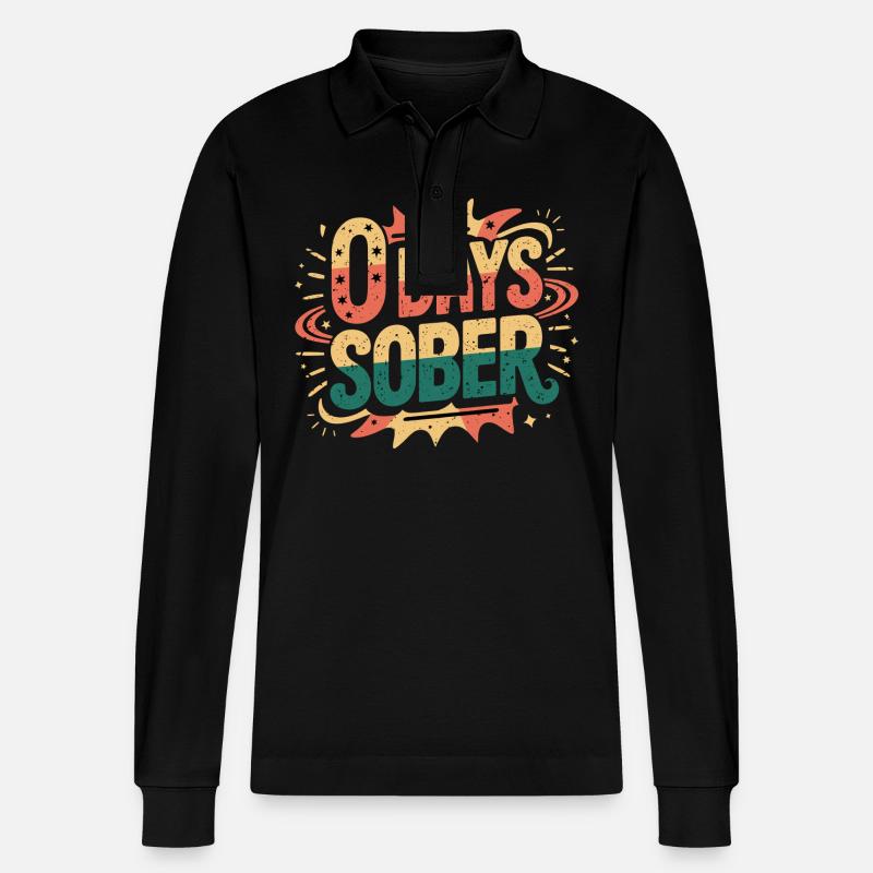 0 Days Sober 16 - Stanley/Stella Unisex Bio-Langarm-Poloshirt Prepster - Schwarz
