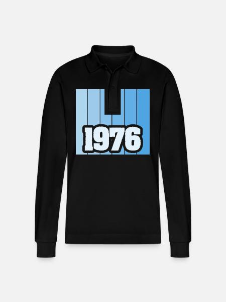 Born in 1976 - Stanley/Stella Organic Unisex Long-Sleeved Polo Shirt Prepster - black