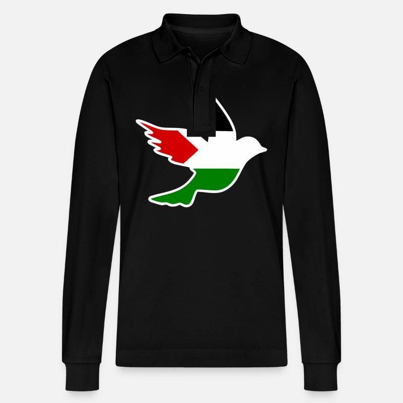 Free palestine Friedenstaube - Stanley/Stella Unisex Bio-Langarm-Poloshirt Prepster - Schwarz