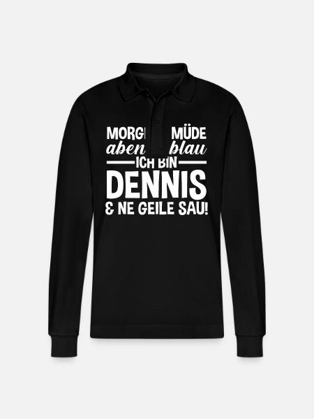 First name Dennis - Stanley/Stella Organic Unisex Long-Sleeved Polo Shirt Prepster - black