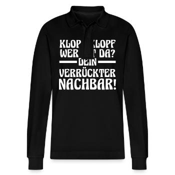 Neighborhood Best Neighbor - Stanley/Stella Organic Unisex Long-Sleeved Polo Shirt Prepster - black - Front - Anna (173cm) & Nico (186cm)