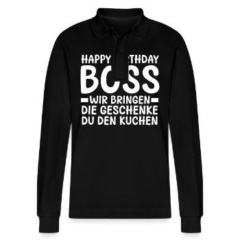 Chef Gruppenleiter Teamleiter Vorgesetzter - Stanley/Stella Unisex Bio-Langarm-Poloshirt Prepster - Schwarz - Vorne - Anna (173cm) & Nico (186cm)