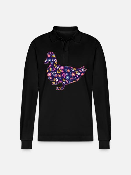 Ducks - Stanley/Stella Organic Unisex Long-Sleeved Polo Shirt Prepster - black