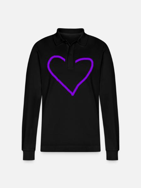 Herz lila Geschenkidee Herzchen violett - Stanley/Stella Unisex Bio-Langarm-Poloshirt Prepster - Schwarz