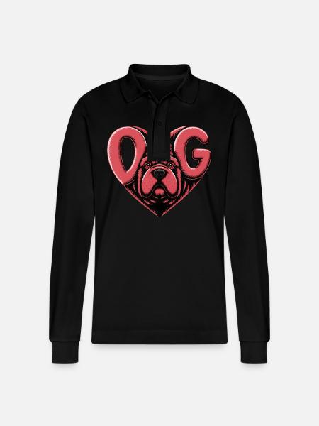 ENGLISH BULLDOG - Stanley/Stella Organic Unisex Long-Sleeved Polo Shirt Prepster - black
