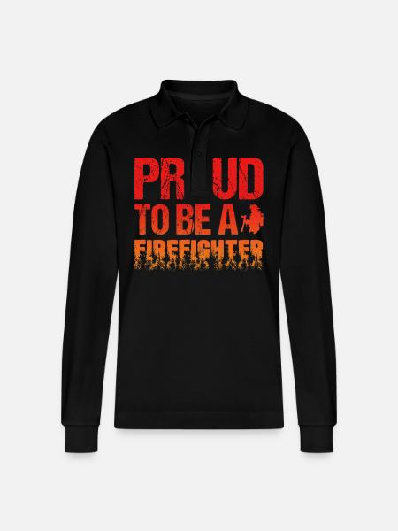 Proud to Be a Firefighter - Stanley/Stella Organic Unisex Long-Sleeved Polo Shirt Prepster - black