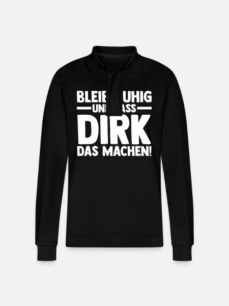First name Dirk - Stanley/Stella Organic Unisex Long-Sleeved Polo Shirt Prepster - black