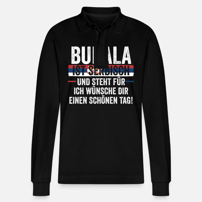 Serben Serbisch Serbien - Stanley/Stella Unisex Bio-Langarm-Poloshirt Prepster - Schwarz