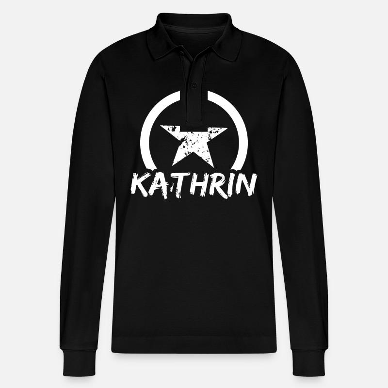 Gift for Kathrin - Stanley/Stella Organic Unisex Long-Sleeved Polo Shirt Prepster - black