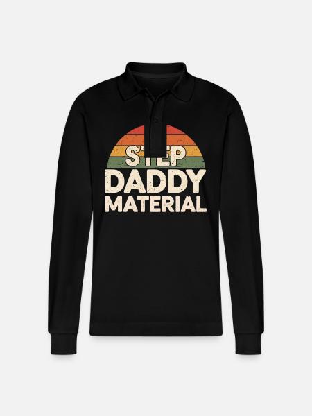 Step Daddy Material 18 - Stanley/Stella Unisex Bio-Langarm-Poloshirt Prepster - Schwarz