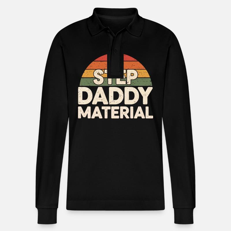 Step Daddy Material 18 - Stanley/Stella Unisex Bio-Langarm-Poloshirt Prepster - Schwarz