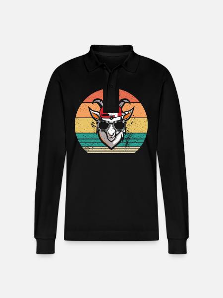 Goats - Stanley/Stella Organic Unisex Long-Sleeved Polo Shirt Prepster - black