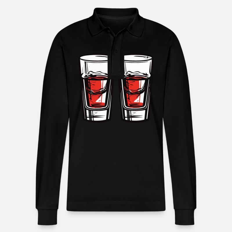 Tequila Glas - Stanley/Stella Unisex Bio-Langarm-Poloshirt Prepster - Schwarz