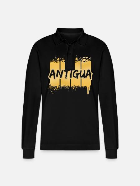 Gift for Antigua - Stanley/Stella Organic Unisex Long-Sleeved Polo Shirt Prepster - black