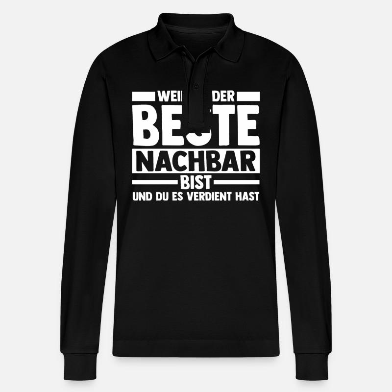 Nachbarschaft Bester Nachbar - Stanley/Stella Unisex Bio-Langarm-Poloshirt Prepster - Schwarz