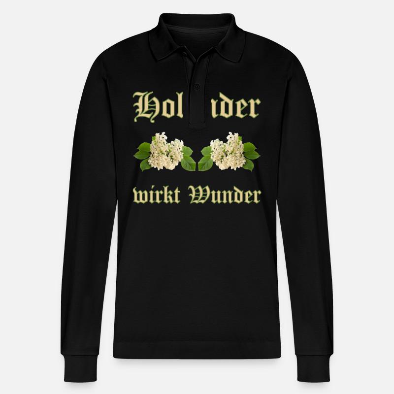 holunder wirkt wunder - Stanley/Stella Unisex Bio-Langarm-Poloshirt Prepster - Schwarz