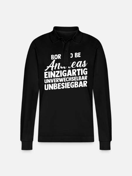 Vorname Andreas - Stanley/Stella Unisex Bio-Langarm-Poloshirt Prepster - Schwarz