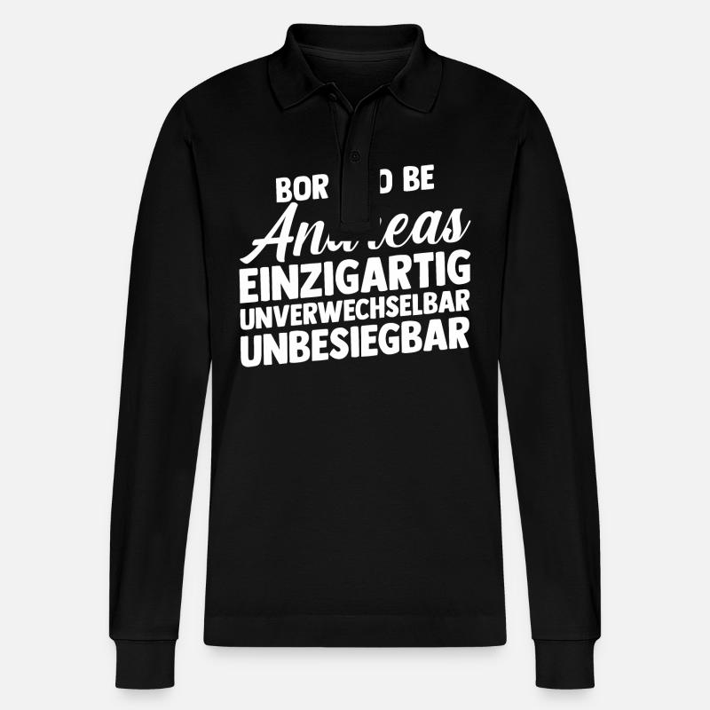Vorname Andreas - Stanley/Stella Unisex Bio-Langarm-Poloshirt Prepster - Schwarz
