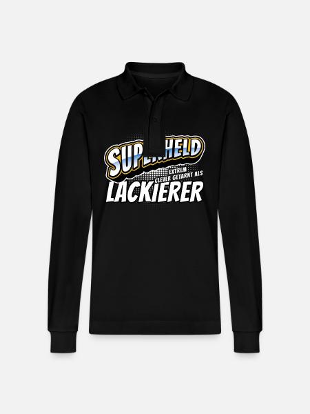 Superheld, clever getarnt als Lackierer - Stanley/Stella Unisex Bio-Langarm-Poloshirt Prepster - Schwarz