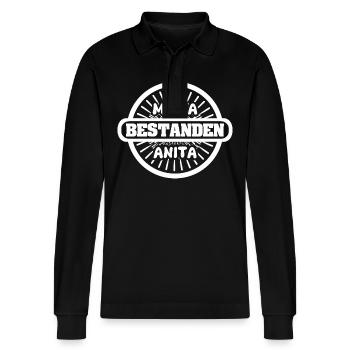 Geschenk für Anita - Stanley/Stella Unisex Bio-Langarm-Poloshirt Prepster - Schwarz - Vorne - Anna (173cm) & Nico (186cm)