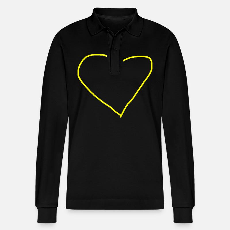 Herz gelb Herzchen Geschenkidee - Stanley/Stella Unisex Bio-Langarm-Poloshirt Prepster - Schwarz