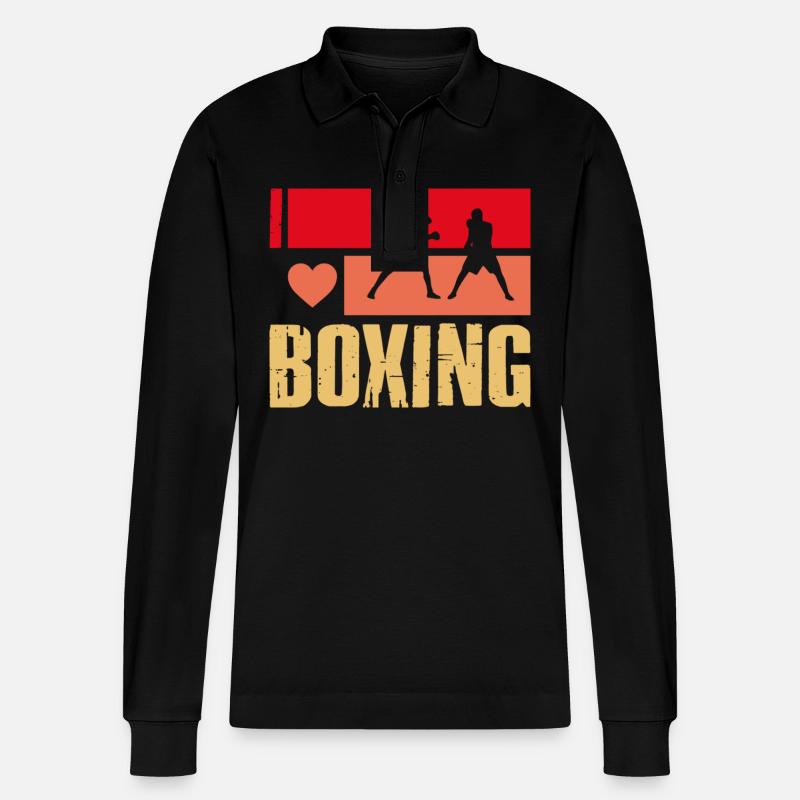 J’aime la boxe - Polo à manches longues bio PREPSTER Stanley/Stella Unisexe - noir