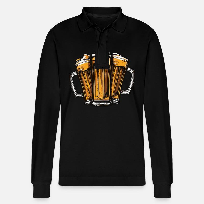 Bier Team Biergläser - Stanley/Stella Unisex Bio-Langarm-Poloshirt Prepster - Schwarz