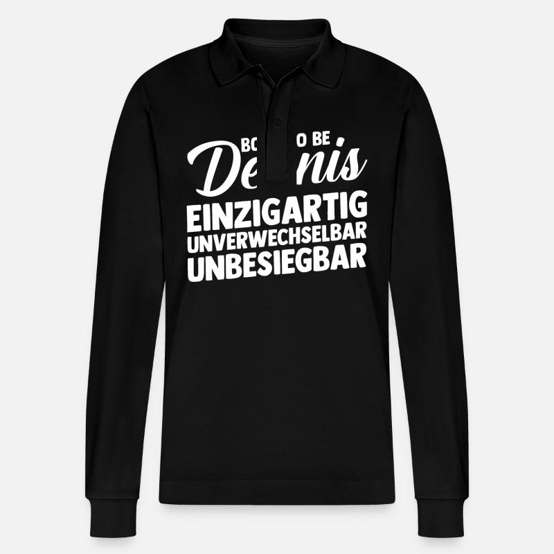 Vorname Dennis - Stanley/Stella Unisex Bio-Langarm-Poloshirt Prepster - Schwarz