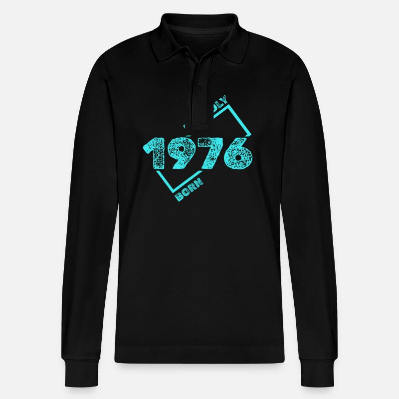 Geschenkidee 1976 - Stanley/Stella Unisex Bio-Langarm-Poloshirt Prepster - Schwarz