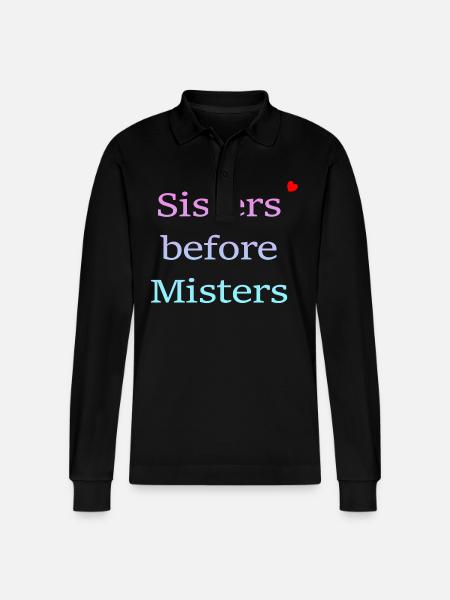 sisters before misters - Stanley/Stella Unisex Bio-Langarm-Poloshirt Prepster - Schwarz
