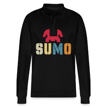 Sumo - Stanley/Stella Organic Unisex Long-Sleeved Polo Shirt Prepster - black - Front - Anna (173cm) & Nico (186cm)