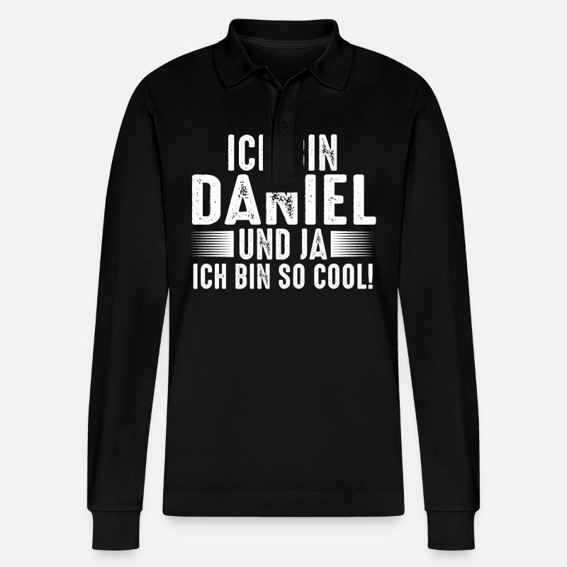 Vorname Daniel - Stanley/Stella Unisex Bio-Langarm-Poloshirt Prepster - Schwarz