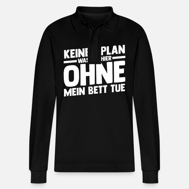 Langschläfer Shlafen Faul - Stanley/Stella Unisex Bio-Langarm-Poloshirt Prepster - Schwarz