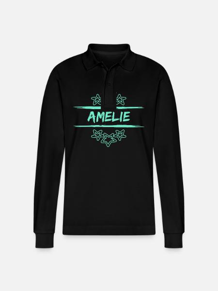 Amelie Amelie - Stanley/Stella Organic Unisex Long-Sleeved Polo Shirt Prepster - black